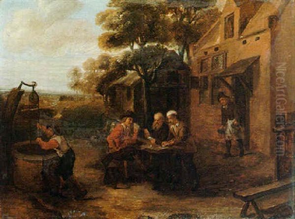 Peasants Playing Cards Outside An Inn - view 1
