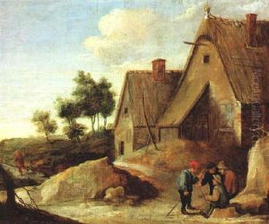 Vier Bauern Vor Einem Bauernhof by Thomas Van Apshoven