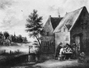 Kartenspielende Bauern In Einem Dorf Kartenspielende Bauern In Einem Dorf