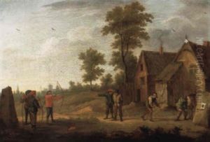 Bogenschutzen Vor Einem Bauernhaus