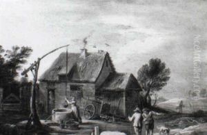 Peasants By A Farm by Thomas Van Apshoven