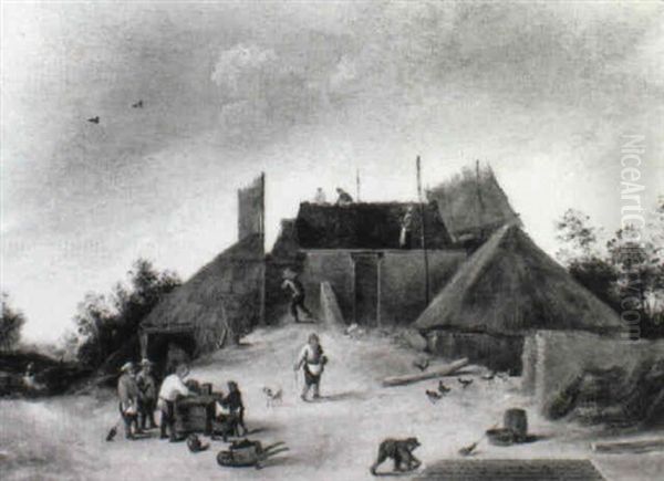 Peasants Building A House - view 1
