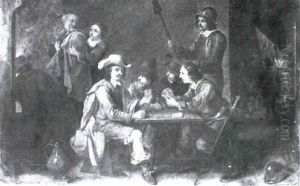 Interior De Taberna Con Jugadores De Naipes Y La Negacion De San Pedro by Thomas Van Apshoven