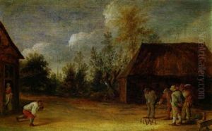 Bauern Beim Kegelspiel by Thomas Van Apshoven