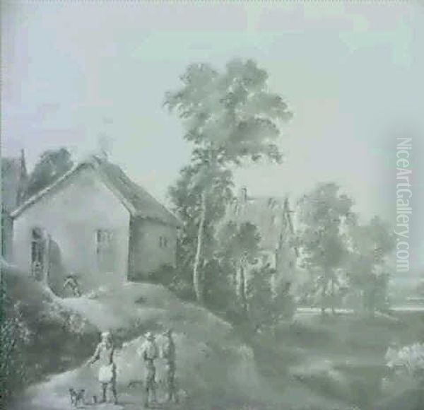 Paysans Conversant A L'entree D'un Village - view 1