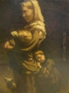 Mere Et Deux Enfants by Edouard D' Apvril