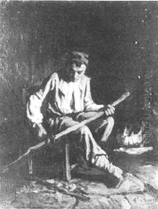 Paysan Devant L'atre by Edouard D' Apvril