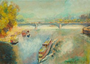 Bateau Sur La Seine by Alexis Paul Arapov