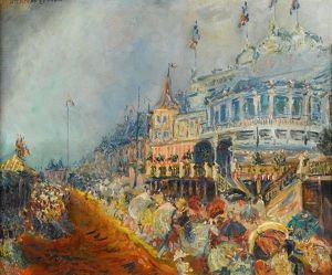 Figures Along The Promenade by Alexis Paul Arapov