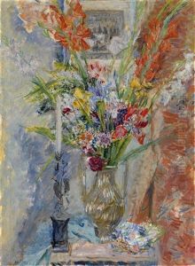 Still Life With Flowers And Candle