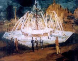 Place Animee Avec La Fontaine by Alexis Paul Arapov