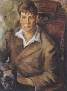 Portrait De Jeune Homme Au Chien
