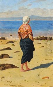 Bretonin Am Strand Von Douarnenez