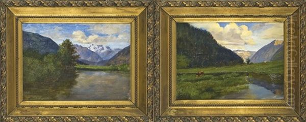 Raffiguranti Paesaggi Montani Con Laghetto (2 Works) - view 1