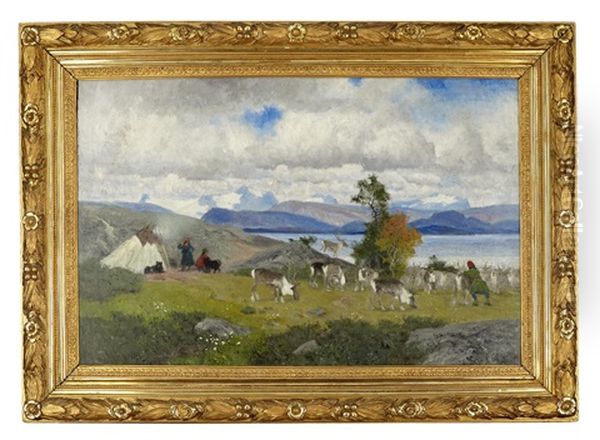 Fjallandskap Med Renar Och Samer - view 1