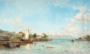 Stockholm Fran Malaren (stockholm From Lake Malaren) by Olof Arborelius