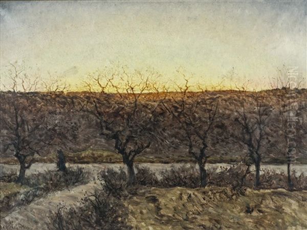 Motiv Med Gumma Pa Tradkantad Vag, Troligen Frankrike - view 1