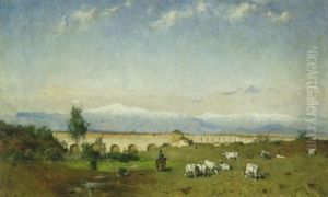 Sydeuropeiskt Landskap Med Boskap by Olof Arborelius