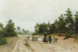 Landskap Med Getter Och Vallflicka by Olof Arborelius