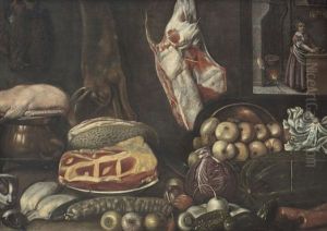 Natura Morta Con Interno Di Cucina E Cuoca Natura Morta Con Interno Di Cucina E Cuoca