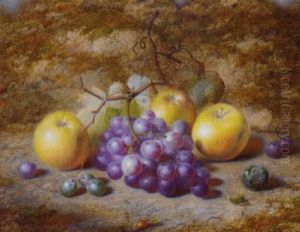 Grapes, Apples, And A Plum, On A Mossy Bank