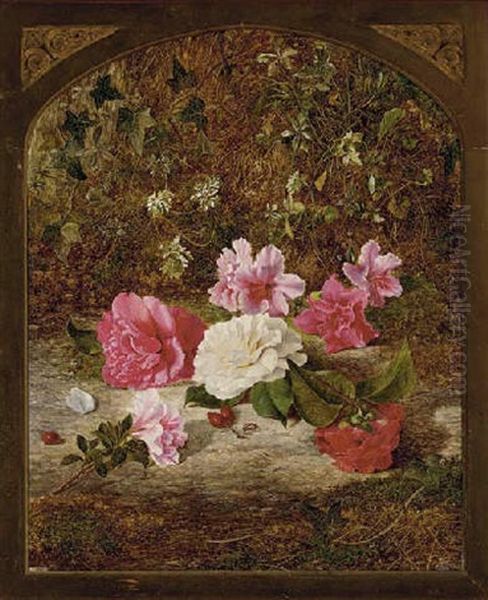 Camelias And Rhododendrons, On A Mossy Bank - view 1
