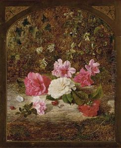 Camelias And Rhododendrons, On A Mossy Bank