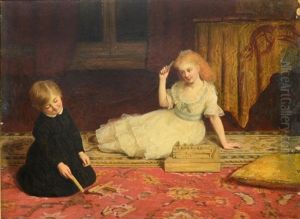 Children Playing A Game by James Archer