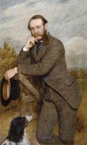 Portrait Of A Gentleman (g. A. Fernley J. P.?), Standing By A Gate With His Dog by James Archer