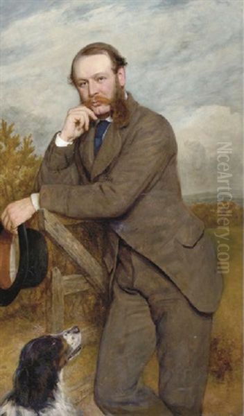 Portrait Of A Gentleman, Said To Be G.a. Fernley J.p., Standing By A Gate With His Dog - view 1