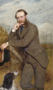 Portrait Of A Gentleman, Said To Be G.a. Fernley J.p., Standing By A Gate With His Dog Portrait Of A Gentleman, Said To Be G.a. Fernley J.p., Standing By A Gate With His Dog