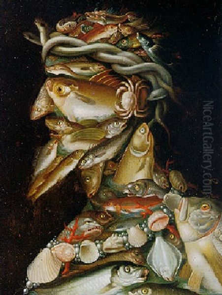 Composite Portrait Of A Man From Fish And Sea Creatures (l'amiral) - view 1