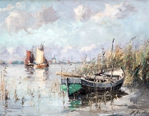 Sloop And Sailingboats On A Dutch Lake Sloop And Sailingboats On A Dutch Lake