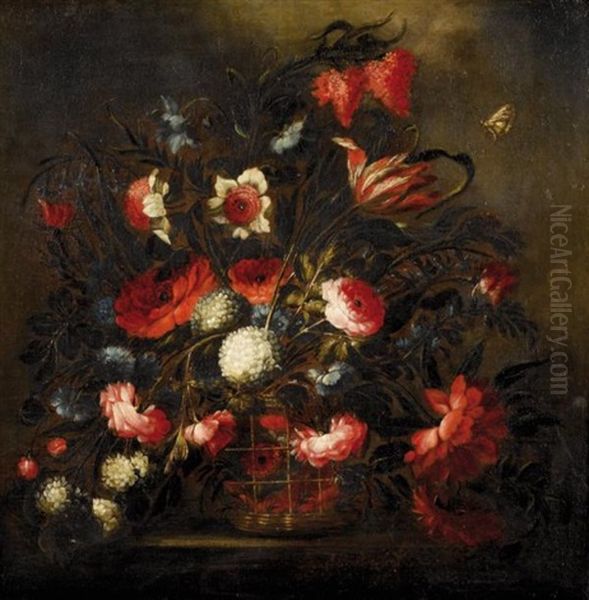 Corbeille De Fleurs Sur Un Entablement - view 1