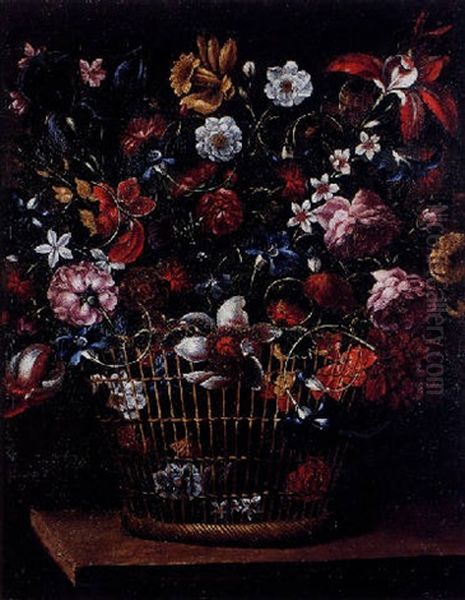 Bodegon Con Cesto De Flores - view 1