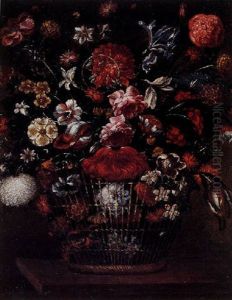 Bodegon Con Cesto De Flores by Jose De Arellano