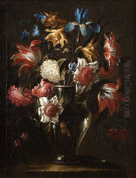 Bucaro De Cristal Con Flores - view 1