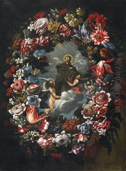 Flower Garland With Saint Francis - view 1