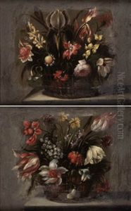 Pareja De Canastillas Con Flores (pair) by Juan De Arellano