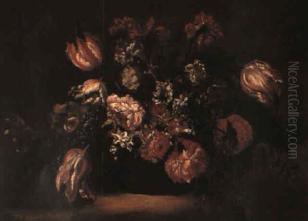 Flowers In A Basket On A Ledge - view 1
