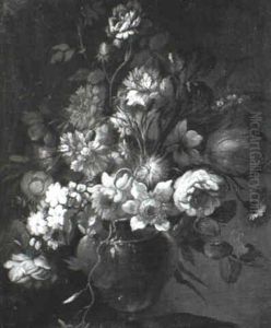 Still Life Of Roses, Tulips And Other Flowers by Juan De Arellano