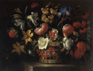 Blumenstraus In Einem Korb by Juan De Arellano