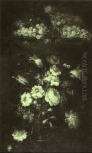Floral Still Life With Grapes by Juan De Arellano