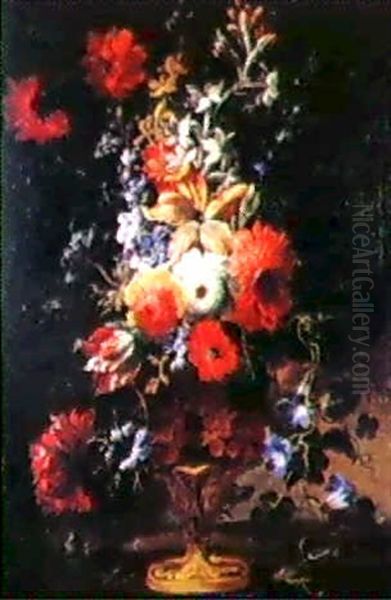 Fiori In Vaso Di Metallo Sbalzato - view 1