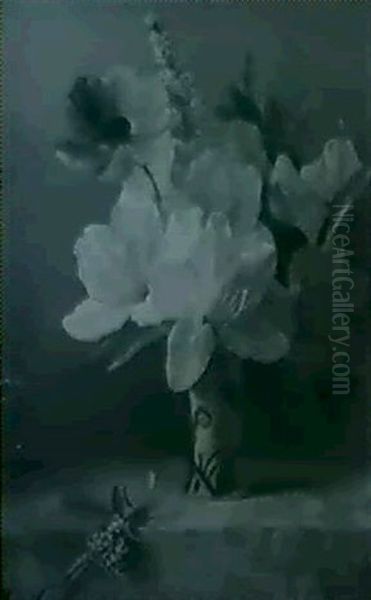 Still Life With Azaleas And Other Flowers In A Delft Vase - view 1