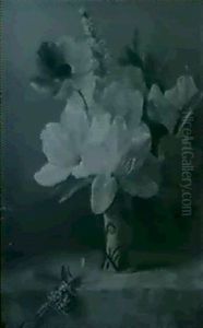 Still Life With Azaleas And Other Flowers In A Delft Vase by Arentina Hendrica Arendsen