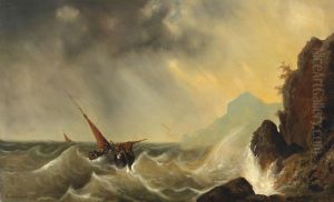 Schiff In Sturmischersee by Andreas Achenbach