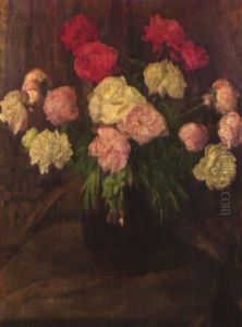 Stilleben Mit Pfingstrosen by Albert Arens