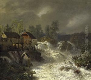 The Waterfalls Of Trollhattan In Sweden by Andreas Achenbach