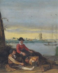 Fischer Am Ufer Eines Flusses by Arent (Cabel) Arentsz